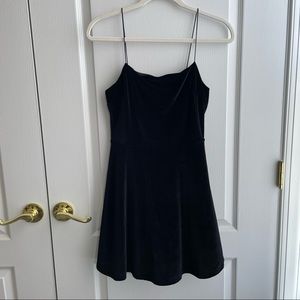 urban outfitters black velvet skater mini dress